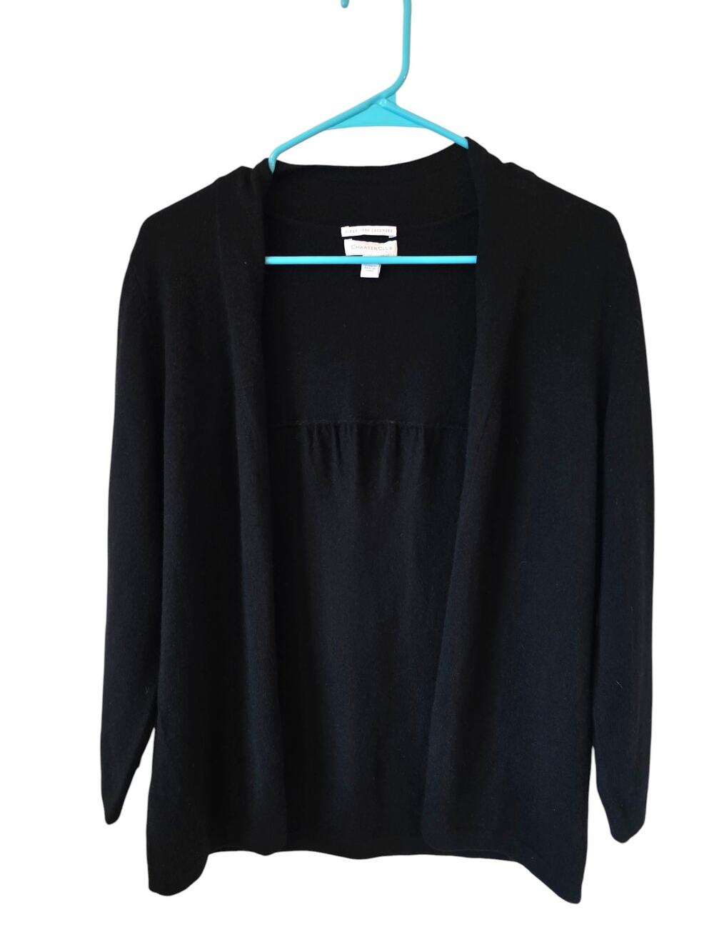 Charter Club Womens 100% cashmere Open Front Cardigan Sweater Medium Black